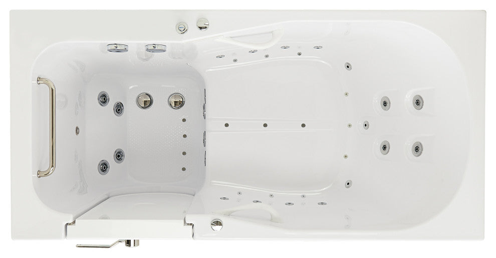 Ella Shak 36"x72" Air + Hydro + Foot Massage Walk-In tub, Outward Door, 2 Drains, No Faucet, Left Drain
