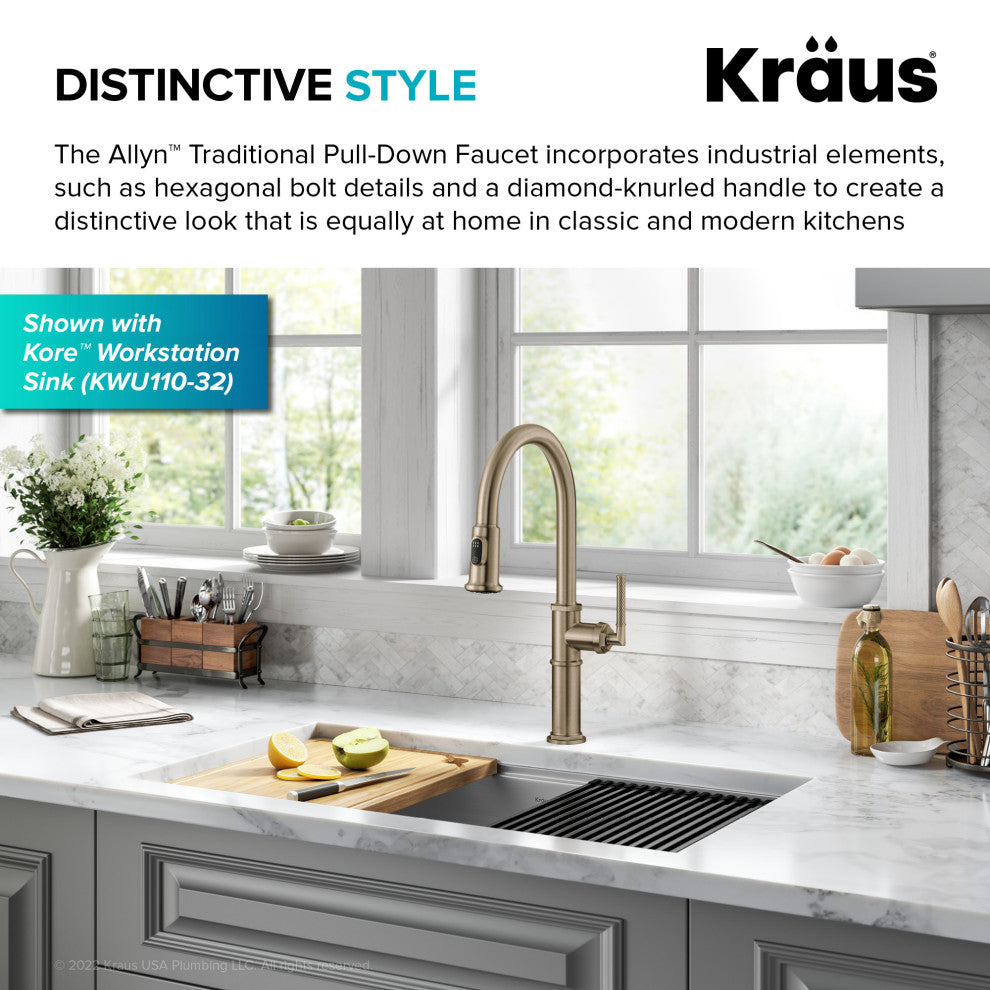 Sellette Pull-Down Kitchen Faucet, Brushed Gold, Model Kpf-4100bg