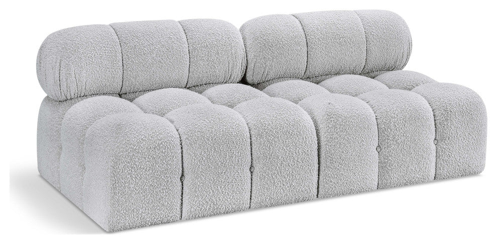 Ames Boucle Fabric Modular Sofa, Grey, 2-Piece: 2 Armless Chair