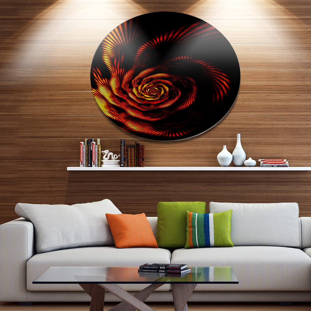 Fiery Rose Fractal Flower Of Passion, Flower Round Wall Art, 38"