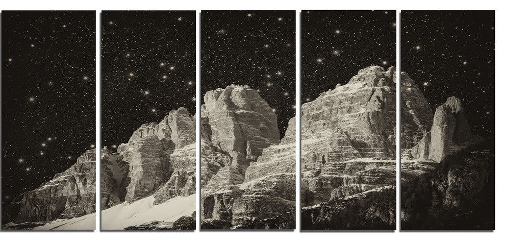 High Peaks of Dolomites Italian Alps, Landscape Canvas Print, 60"x28", 5 Panels