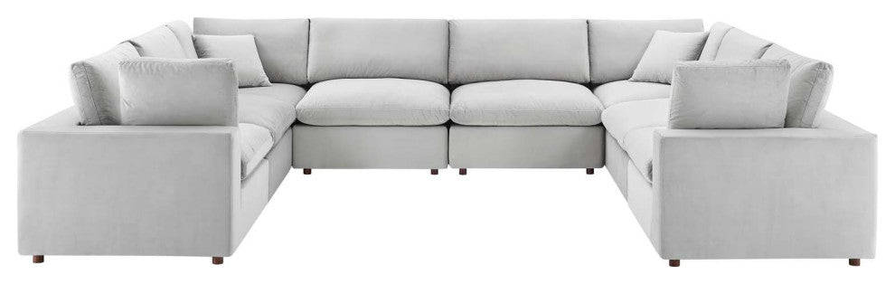 Sectional Sofa Set, Velvet, Gray, Modern, Living Lounge Hotel Hospitality