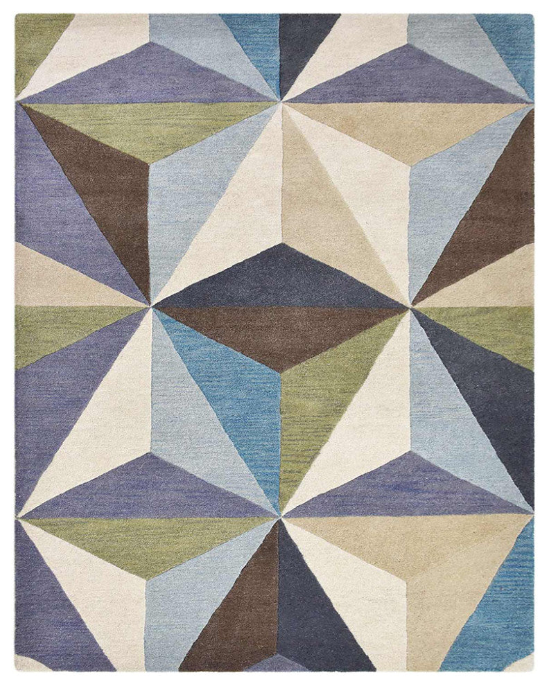 HAND TUFTED WOOL ECO-FRIENDLY AREA RUGS - Rectangle,Multicolor,Geometric