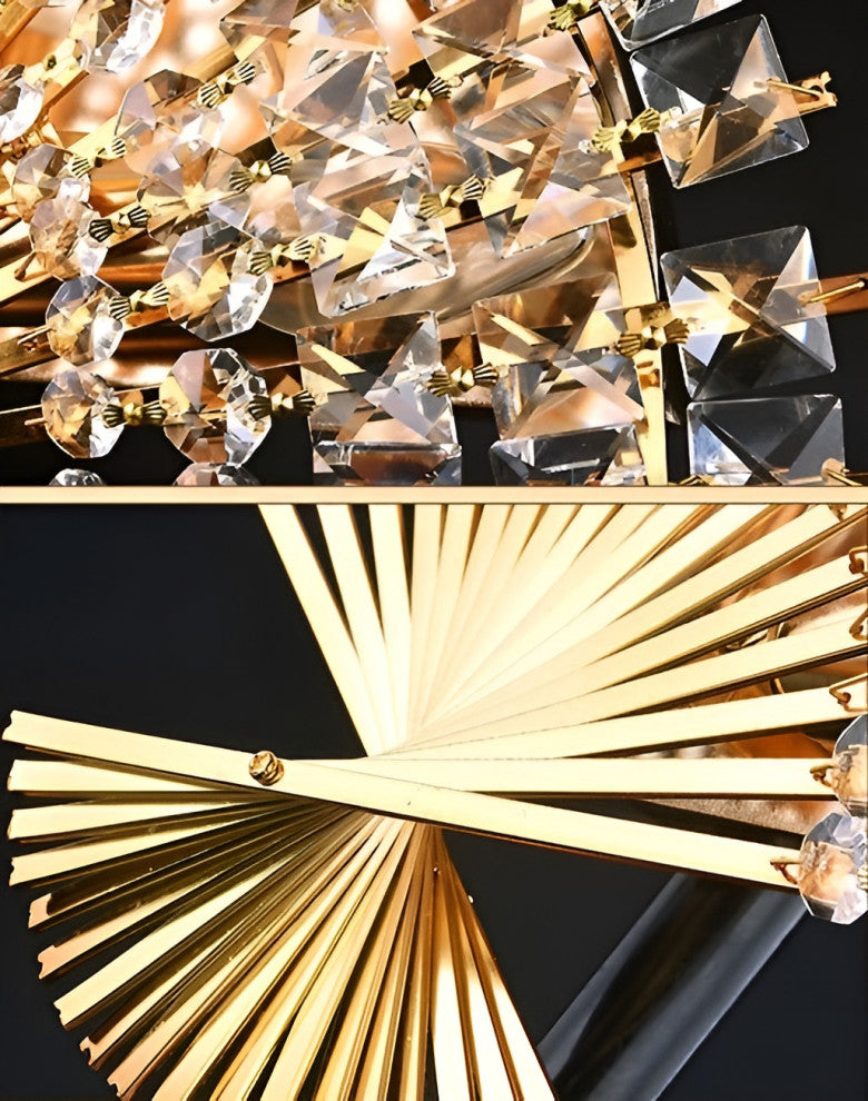 Luxury Golden Crystal Wall Lamp for Bedroom, Living Room, Golden, Cool Light