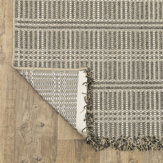 Genoa Geometric Lines Beige/ Black Flatwoven Indoor-Outdoor Area Rug 3'3" x 5'