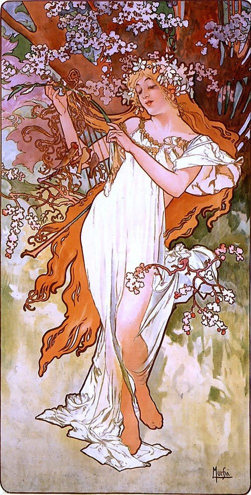 Alphonse Maria Mucha Spring, Gallery Wrapped Canvas Print, 15"x30"