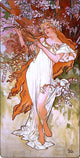 Alphonse Maria Mucha Spring, Gallery Wrapped Canvas Print, 15"x30"