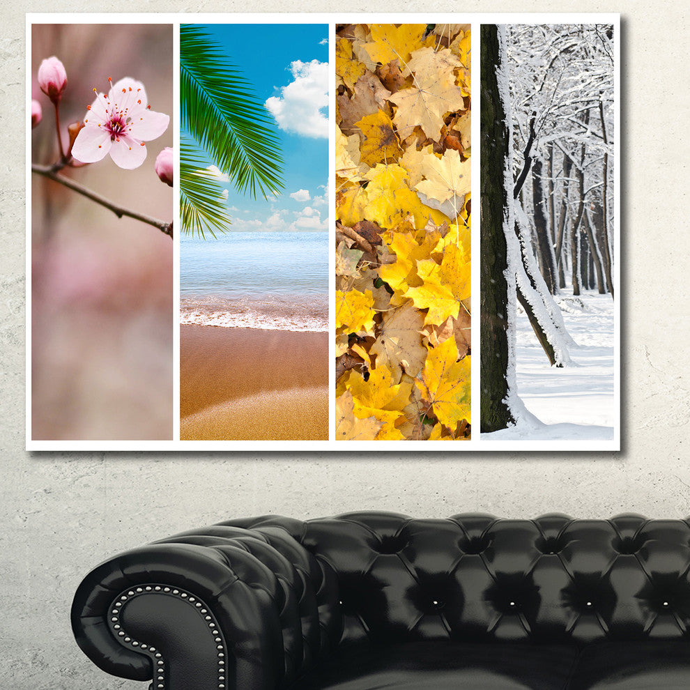 Four Seasons World Collage, Landscape Canvas Art Print, 40"x30"