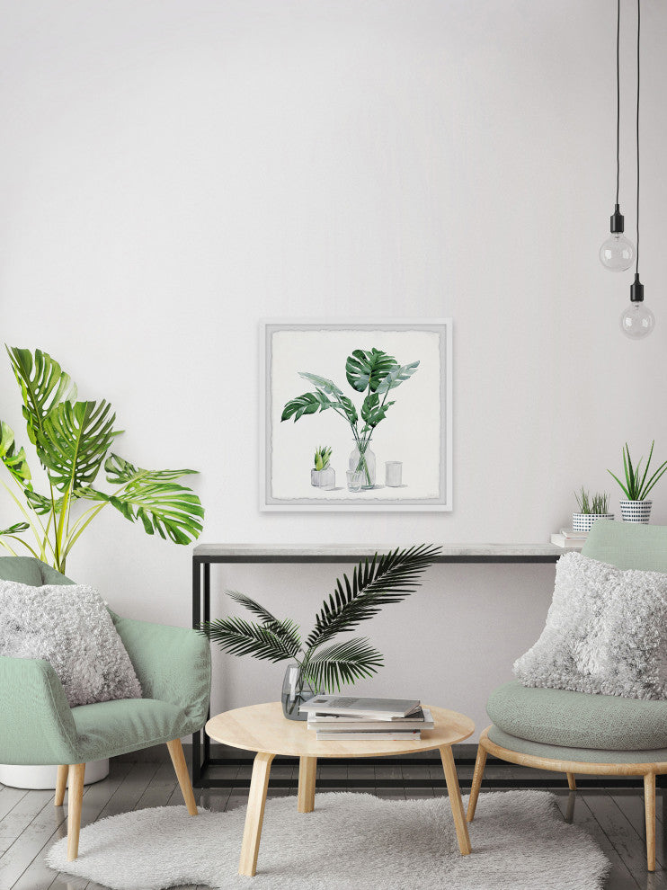 "Monstera Leaf, Glass" Framed Painting Print