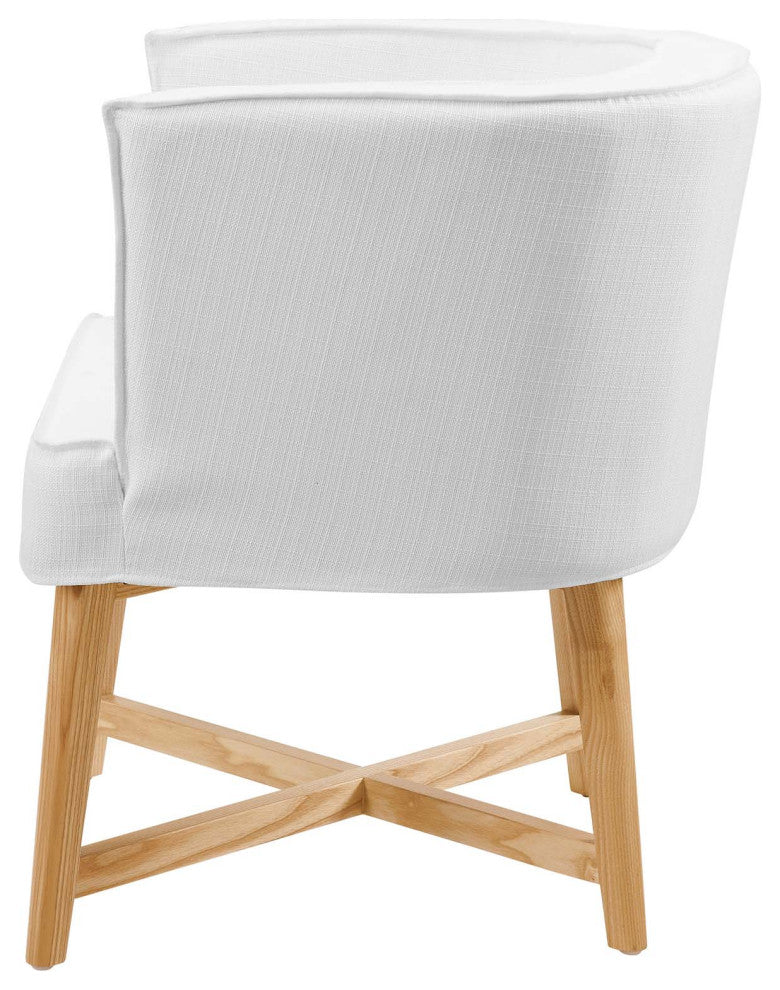 Accent Chair, Fabric, Wood, White, Modern, Living Lounge Hotel Lobby Hospitality