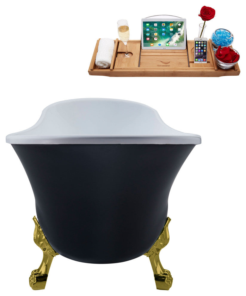 67" Streamline N367BGL-IN-BGL Clawfoot Tub and Tray With Internal Drain