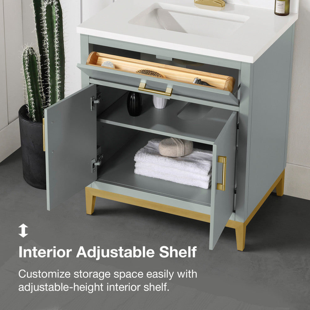 OVE Decors Diya 30" Single Sink Bathroom Vanity, Sage Green, Sage Green, 30 in.
