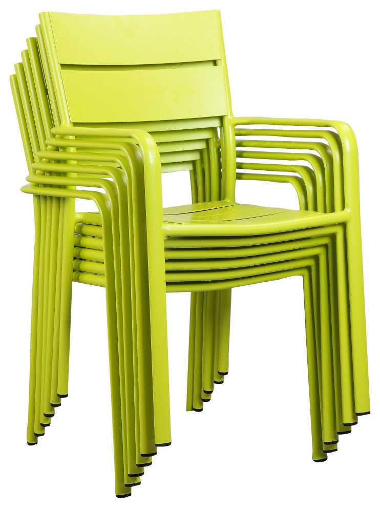 Benzara BM287745 Meta 22" 6 Piece Dining Chair Set, Green Aluminum Frame