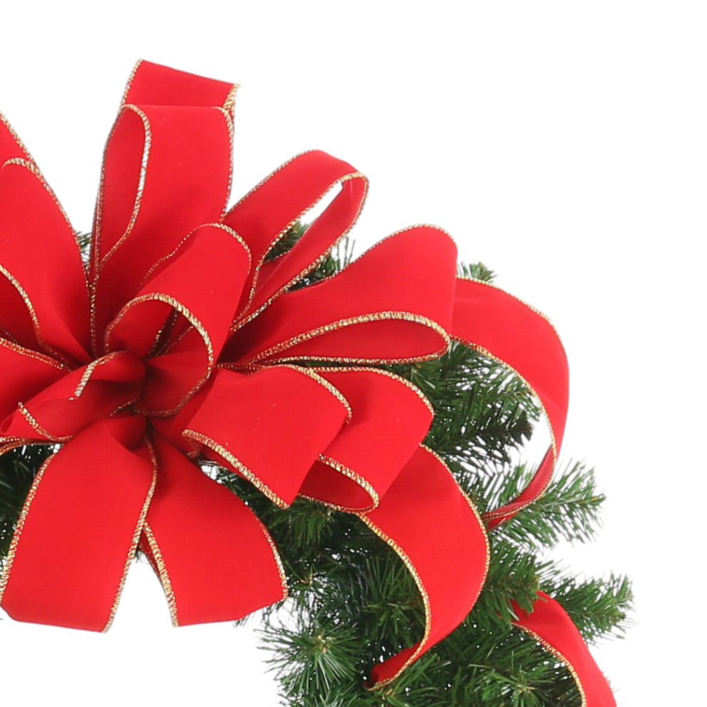 22" Wreath With A Red Bow.