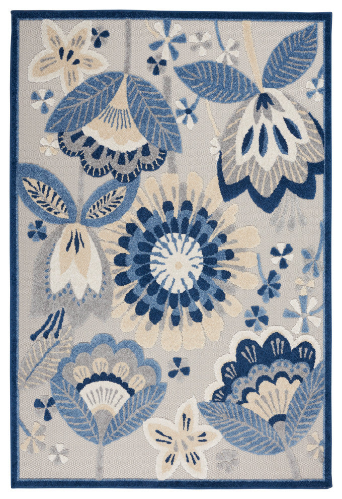 Nourison Aloha 6' x 9' Blue/Grey Contemporary Area Rug