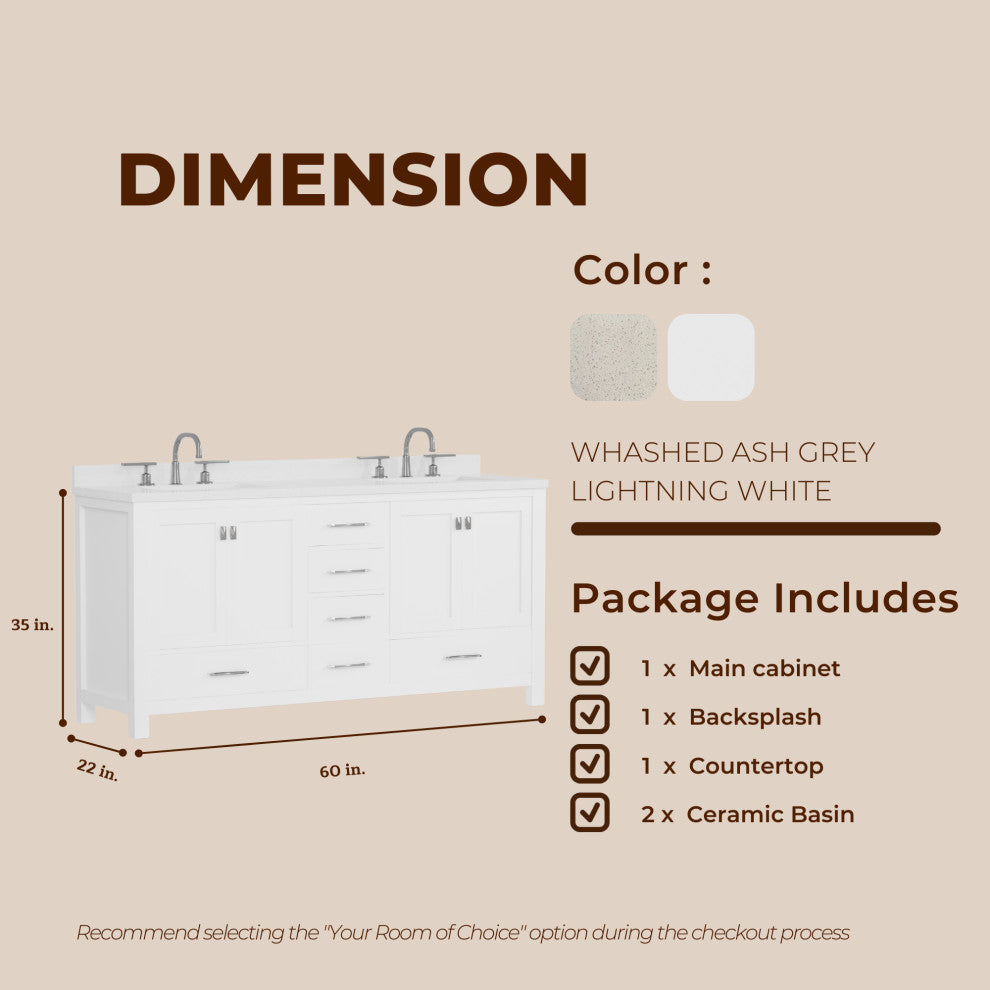 Caroline Avenue 72" Double Bathroom Vanity Set, White