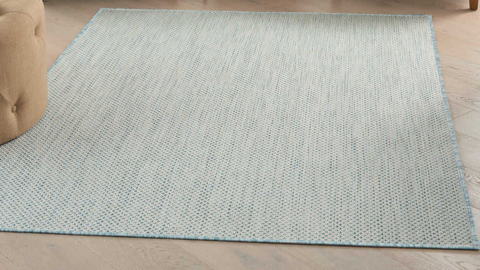 Nourison Courtyard 4' x 6' Ivory Aqua Modern Area Rug