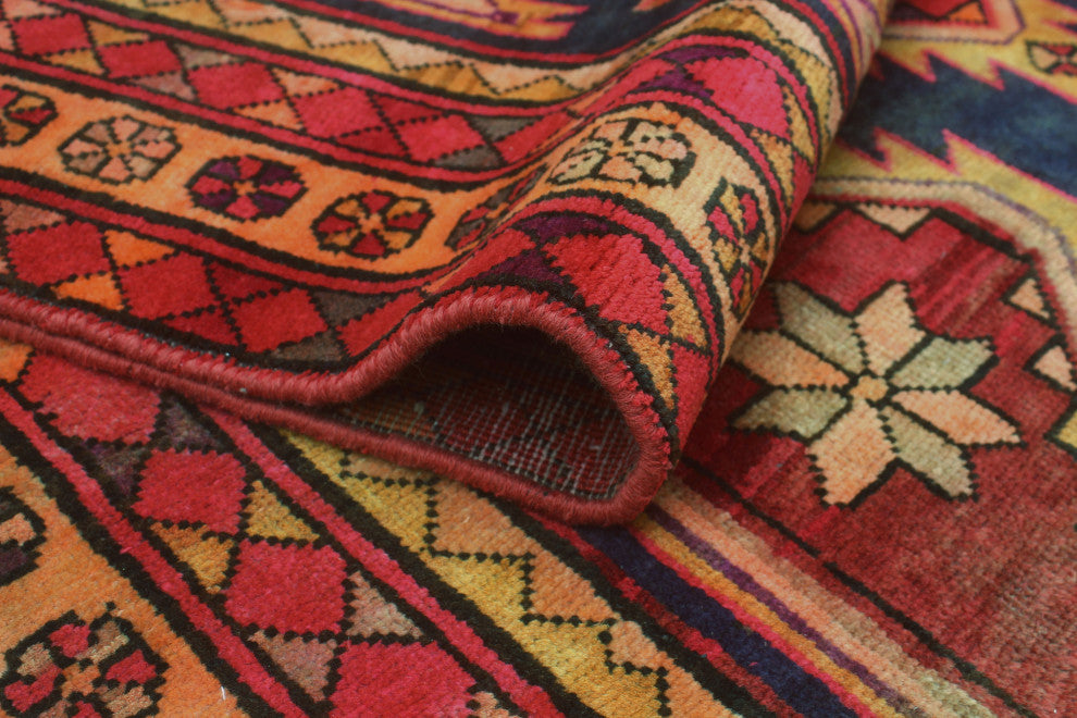 Fine Vintage Distressed Bruno Red/Gold Runner, 4'8x9'9