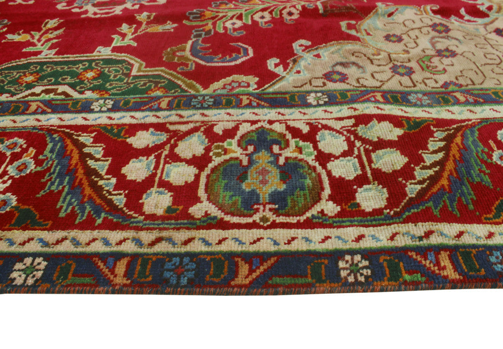Fine Vintage Distressed Aibala Red/Ivory Rug, 9'9x12'11