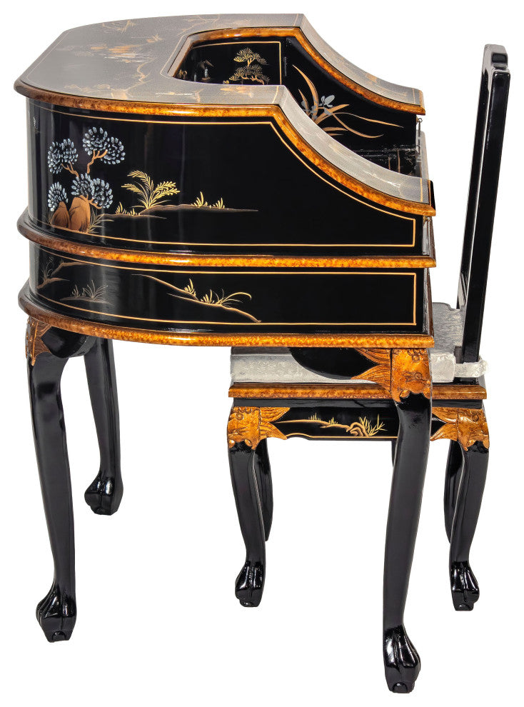 Black Lacquer Desk With Chair Landscape