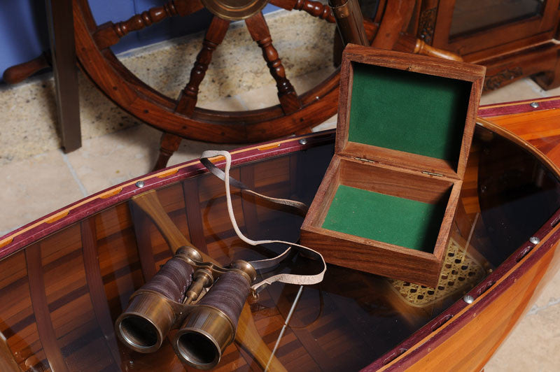 Binocular W Leather Overlay In Wood Box