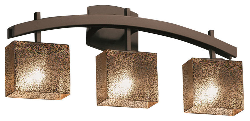 Fusion Archway 3-Light Bath Bar, Rectangle, Dark Bronze, Mercury Glass Shade