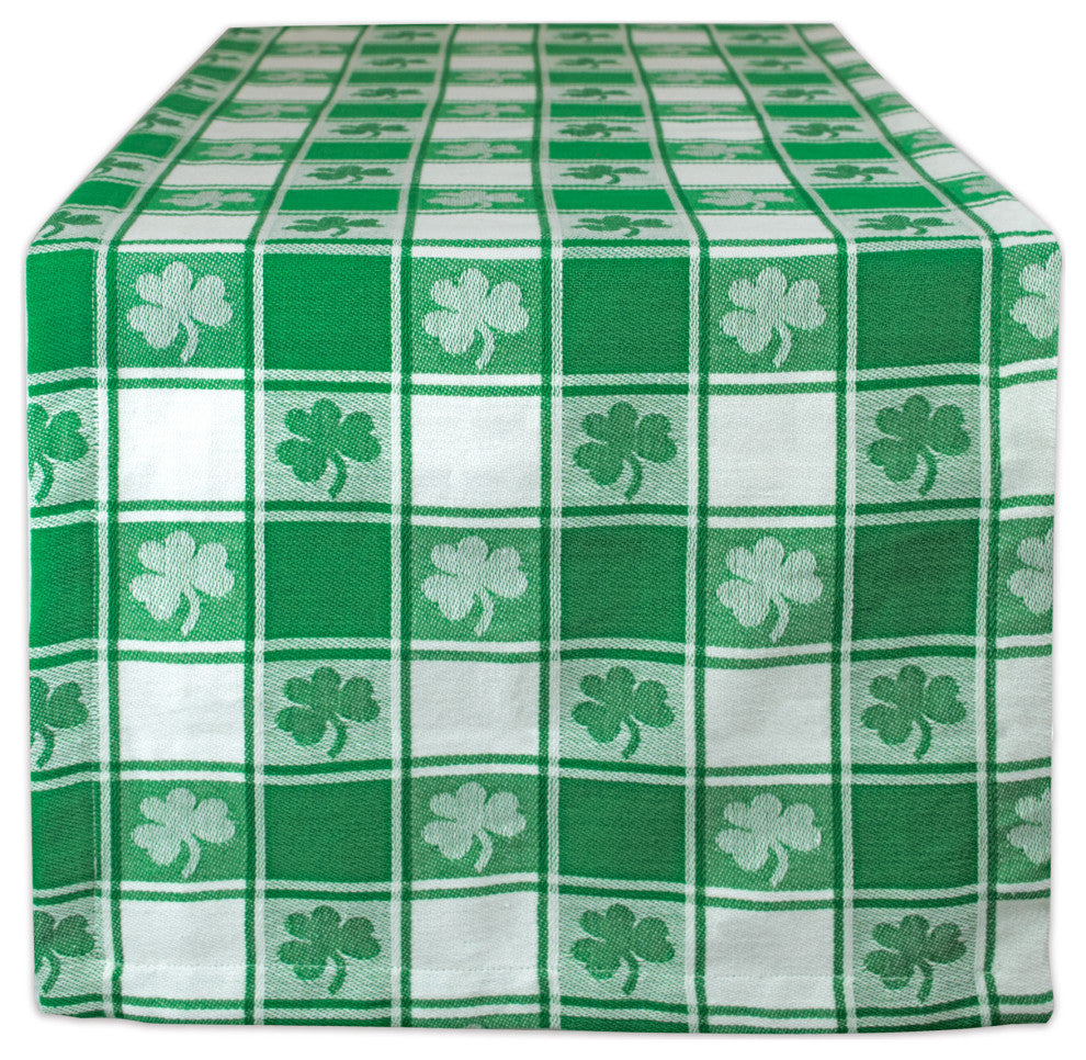 Shamrock Woven Check Table Runner 14x108"