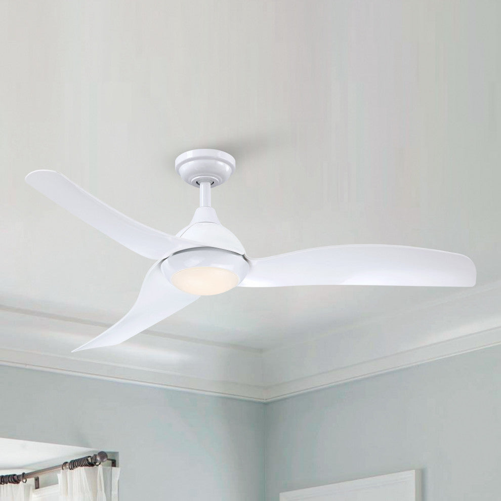 52 in Propeller Modern LED White Ceiling Fan With Remote