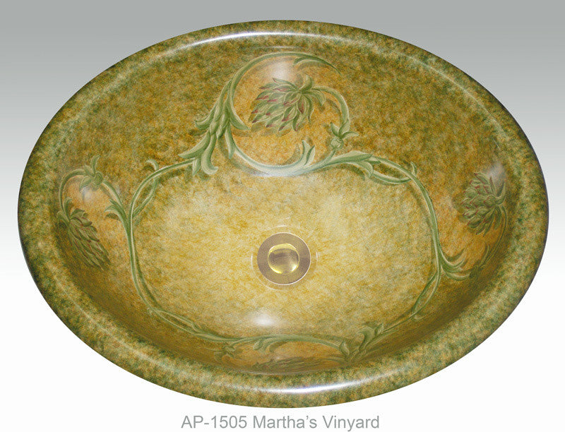 Hand Painted Sink AP-1505 "Martha's Vineyard" Vanity Basin.