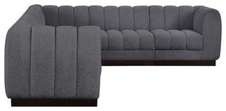 Quinn Chenille Upholstered 6-Piece L-Shaped Modular Sectional, Grey