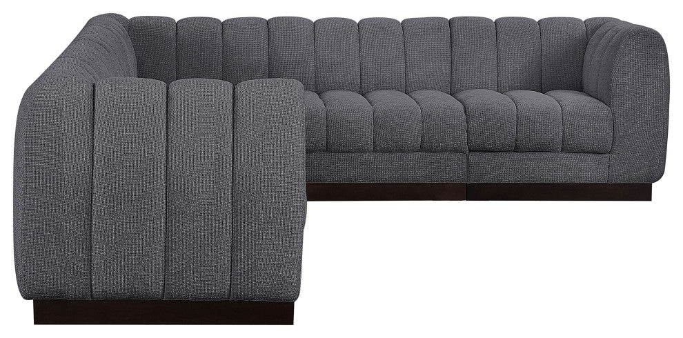 Quinn Chenille Upholstered 6-Piece L-Shaped Modular Sectional, Grey