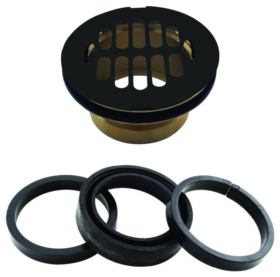 Brass Body Swedge-Lock Shower Drain With Grid In Powder Coated Flat Black