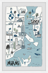 "Miami Landmarks" Framed Painting Print, 20"x30"