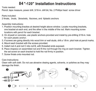 3/4" Bird Adjustable Curtain Rod, Cottage, 84"-120"