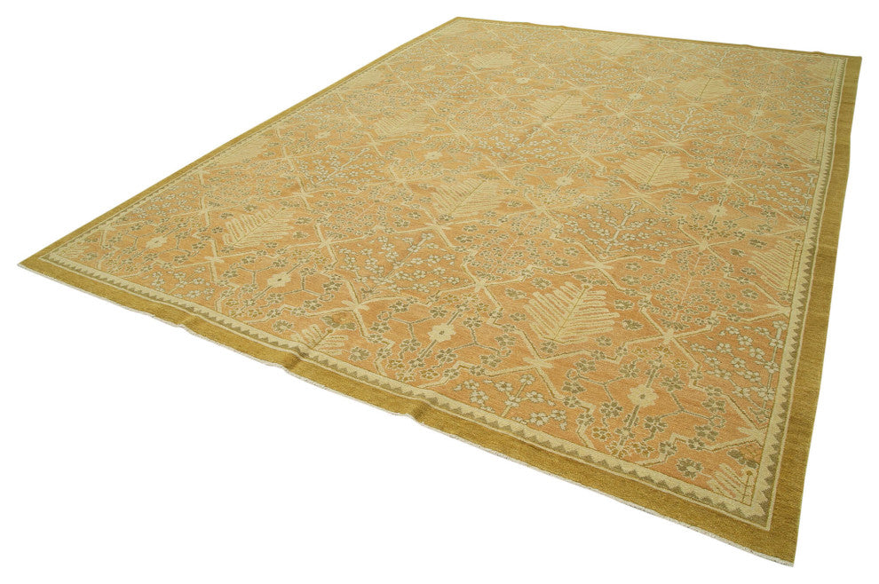 Rug N Carpet - Handwoven Oriental 9' 1" x 12' 0" Decorative Oushak Area Rug
