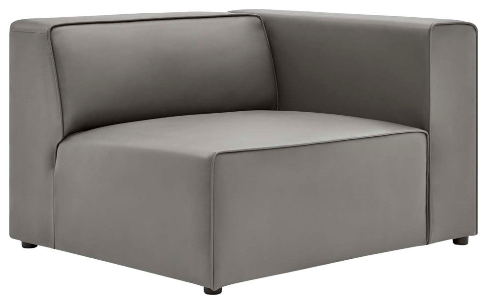 Mingle Vegan Leather 3-Piece Sectional Sofa, Gray