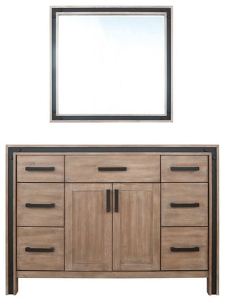 Ziva Rustic Barnwood 48" Single Vanity, no Top and 34" Mirror