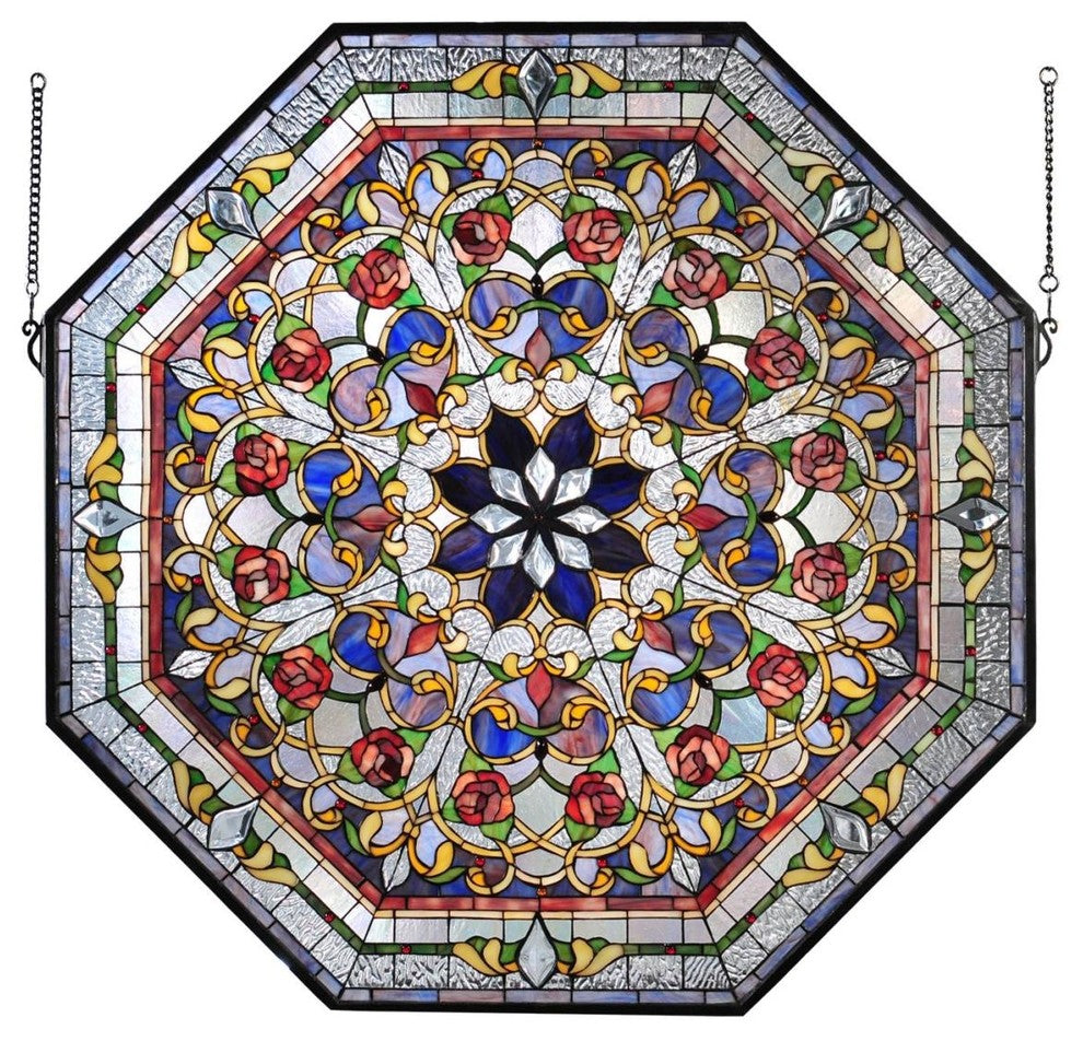 Meyda lighting 107224 35"W X 35"H Floral Stained Glass Window