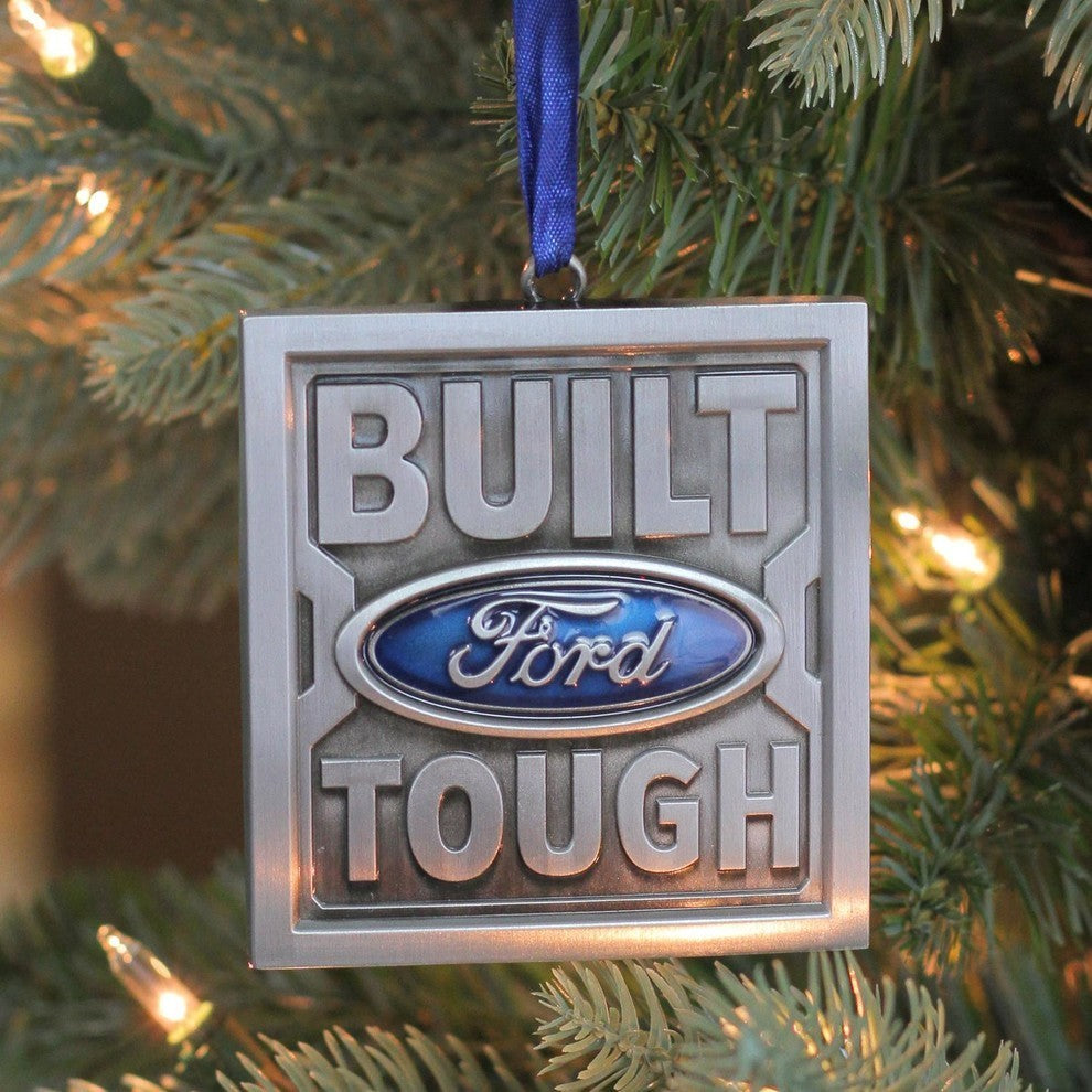 3" "Built Ford Tough" Nickel Plated Christmas Tree Ornament