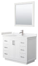42"SGL Vanity White, Light-Vein Carrara Cult. Top, Sink, Nickel Trim, 34"Mirror