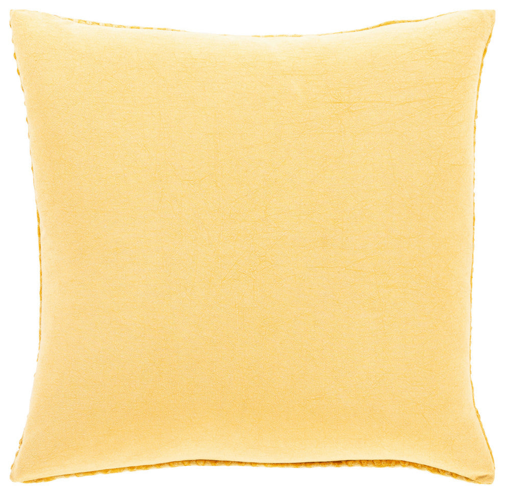 Surya Waffle Saffron Pillow Shell With Down Insert 18"H X 18"W