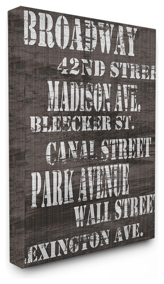"Broadway Distressed New York City Streets" Stretched Canvas Wall Art