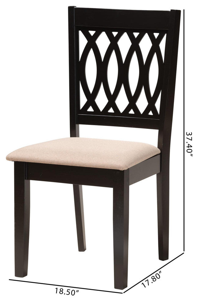 Denia Dining Collection, Beige/Espresso Brown, Dining Chair, Set of 2