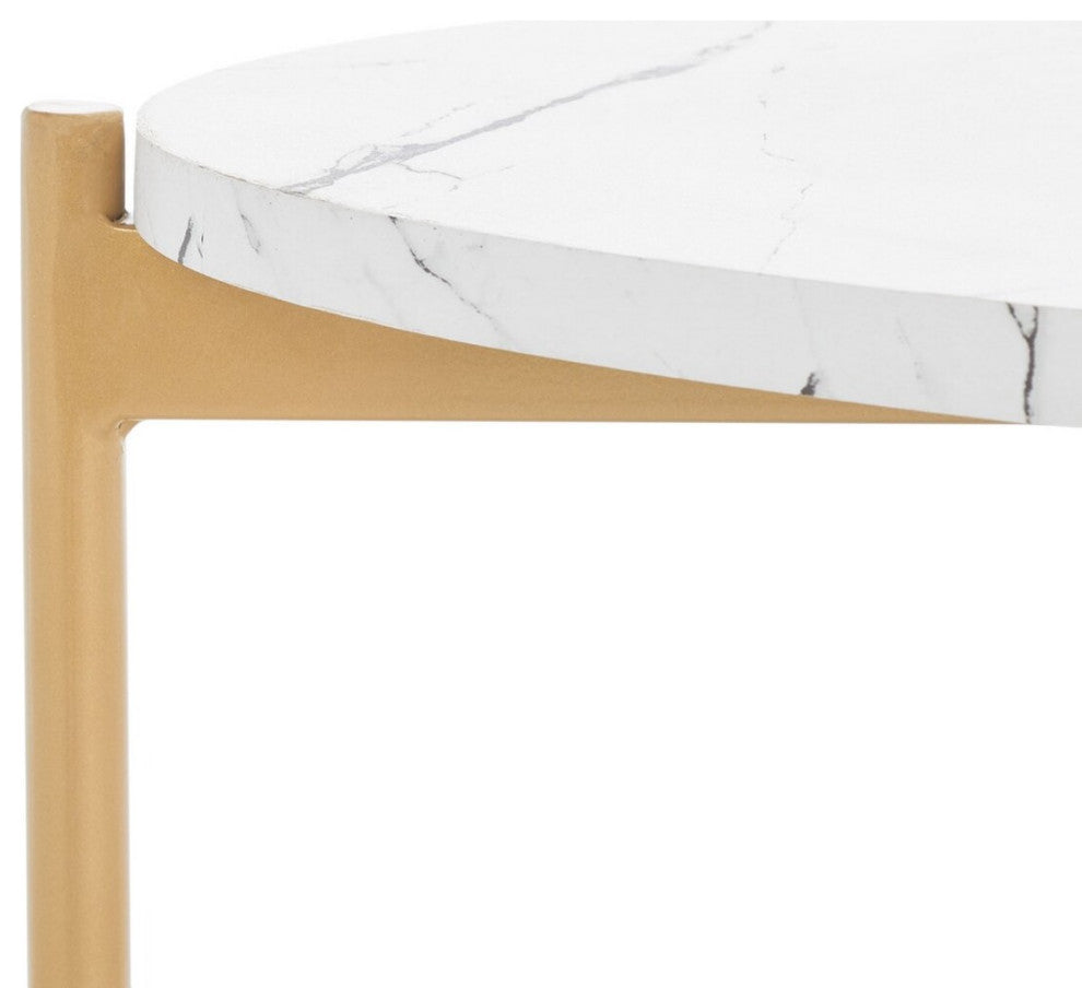 Safavieh Taliyah Oval Coffee Table, White Marble/Gold