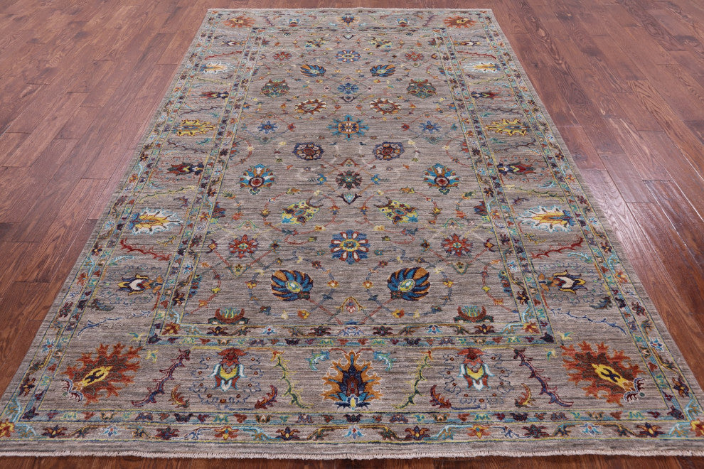 Handmade Persian Tabriz Wool Rug 6' 6" X 9' 8" Q9650