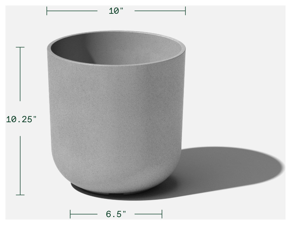 Pure Series Kona Planter, Grey, 10", 2 Pack