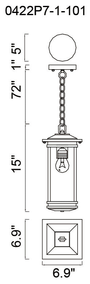 Oakwood 1 Light Outdoor Black Pendant