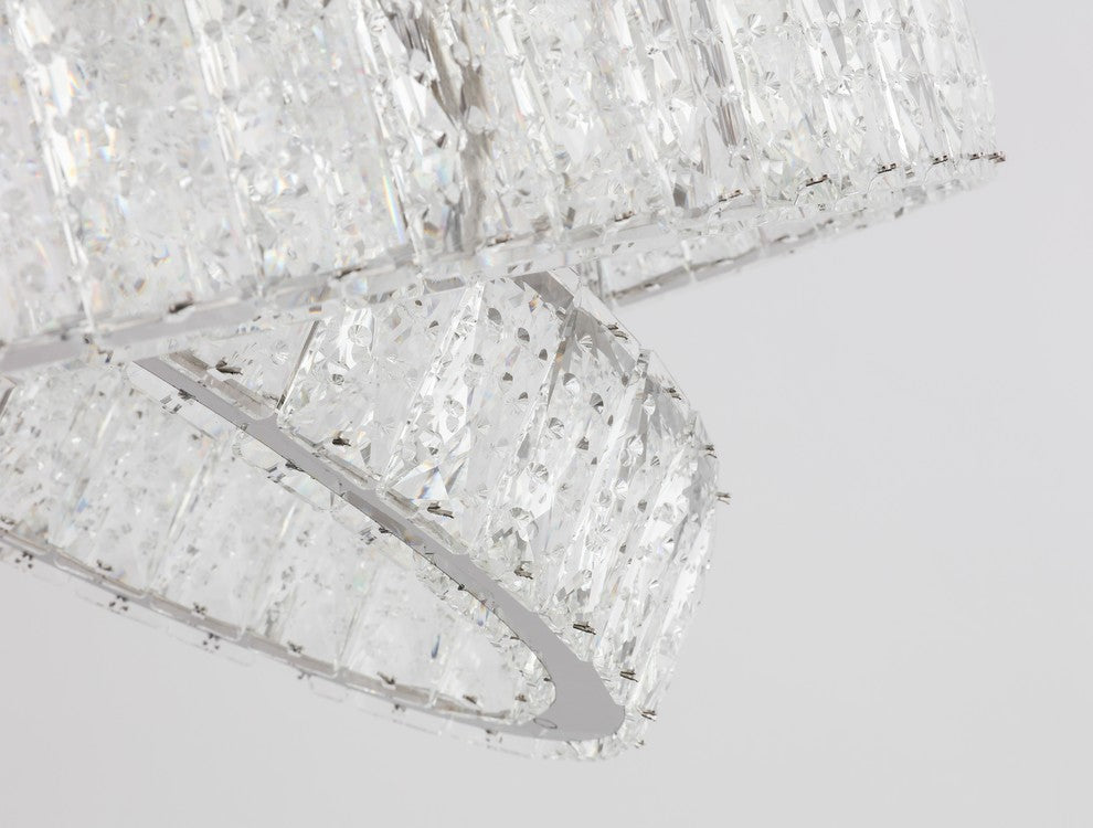 Chrome Dimmable LED Chandelier With Clear Crystal Accents