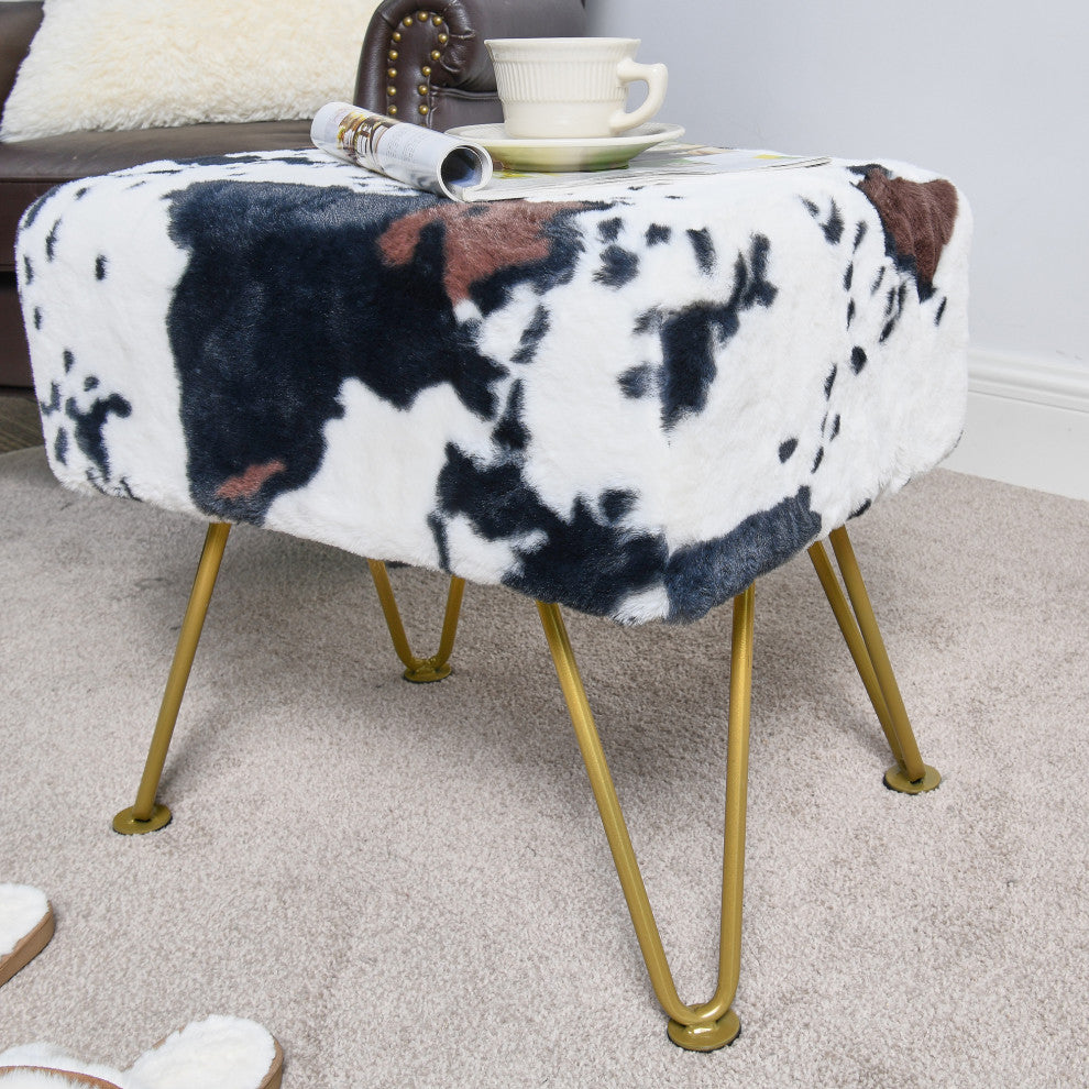 Cows Flowers Rectangle Ottoman, Cow, 19x13x17