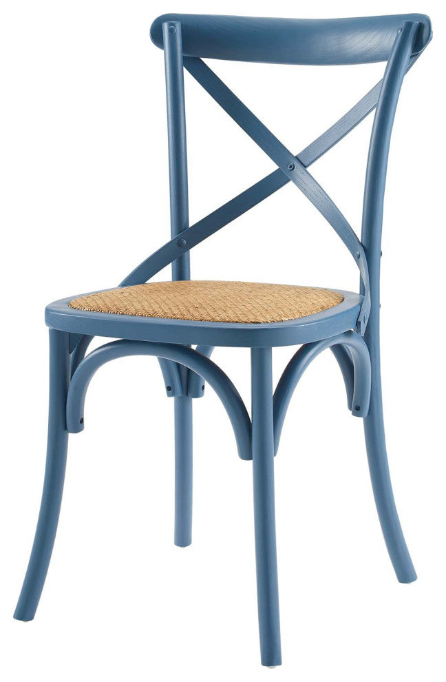 Side Dining Chair, Wood, Blue, Modern, Cafe Bistro Restaurant Hospitality